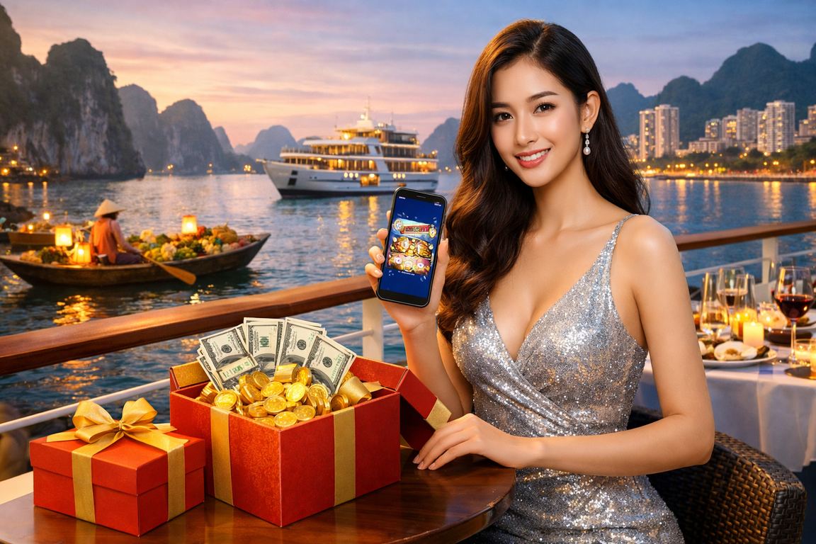 Người chơi tại Hạ Long Bay sử dụng điện thoại di động để trải nghiệm casino có trách nhiệm
